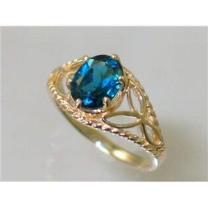 10K, 14K or 18K Gold Ladies Ring, London Blue Topaz, R137