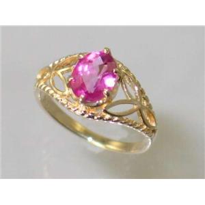 10K, 14K or 18K Gold Ladies Ring, Pure Pink Topaz, R137