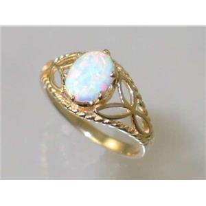 10K, 14K or 18K Gold Ladies Ring, Created White Opal, R137