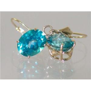 14k Gold Leverback Earrings, Paraiba Topaz, E107