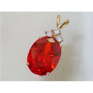 P016, Padparadsha CZ, 14k Gold Pendant