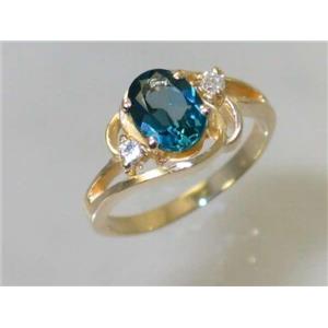 10K, 14K or 18K Gold Ladies Ring, London Blue Topaz, R176