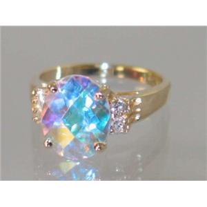 10K, 14K or 18K Gold Ladies Ring, Mercury Mist Topaz, R123