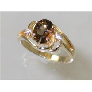 10K, 14K or 18K Gold Ladies Ring, Smoky Quartz, R176
