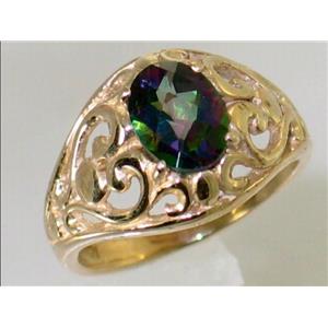 10K, 14K or 18K Gold Ladies Ring, Mystic Fire Topaz, R111