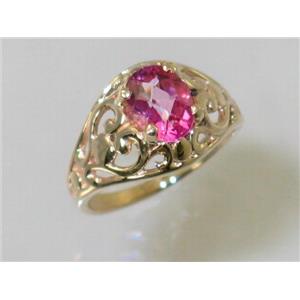 10K, 14K or 18K Gold Ladies Ring, Pure Pink Topaz, R111
