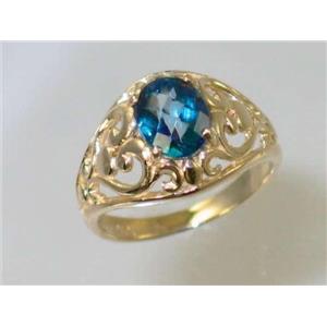 10K, 14K or 18K Gold Ladies Ring, Neptune Garden Topaz, R111