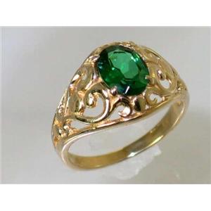 10K, 14K or 18K Gold Ladies Ring, Russian Nanocrystal Emerald, R111