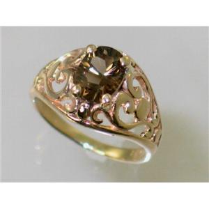 10K, 14K or 18K Gold Ladies Ring, Smoky Quartz, R111