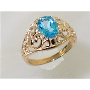 10K, 14K or 18K Gold Ladies Ring, Swiss Blue Topaz, R111
