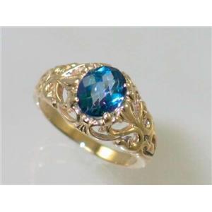 10K, 14K or 18K Gold Ladies Ring, Neptune Garden Topaz, R113