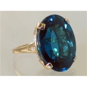 10K, 14K or 18K Gold Ladies Ring, London Blue Topaz, R129