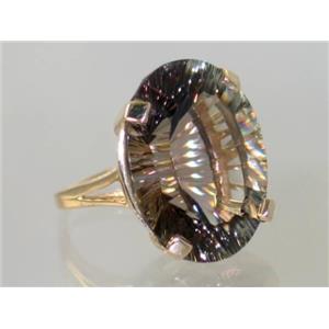 10K, 14K or 18K Gold Ladies Ring, Smoky Quartz (Concave Cut), R129