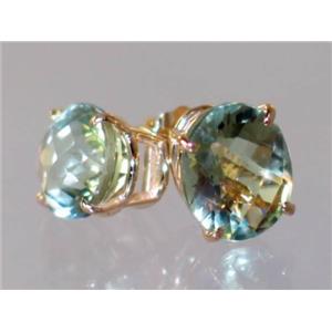 14k Gold Post Earrings, Green Amethyst, E102