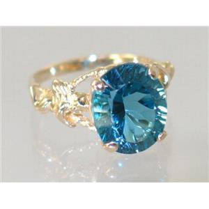 10K, 14K or 18K Gold Angel Ring, Concave London Blue Topaz, R154