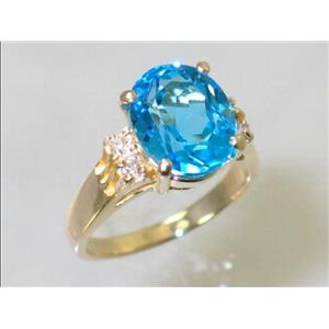 10K, 14K or 18K Gold Ladies Ring, Swiss Blue Topaz, R123
