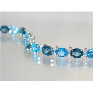 SB002, London & Swiss Blue Topaz SS Bracelet