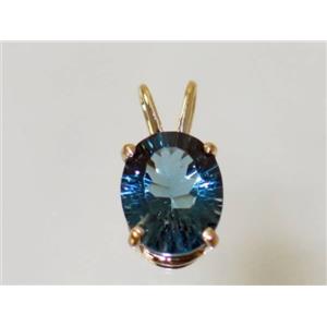 P002, Quantum Cut London Blue Topaz 14k Pendant
