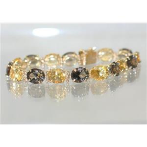 B003, Citrine & Smoky Quartz Gold Bracelet