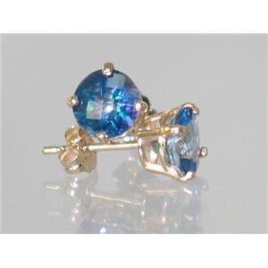 14k Gold Post Earrings, Neptune Garden Topaz, E012