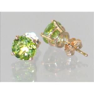 14k Gold Post Earrings, Peridot, E012