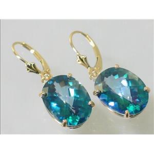 14k Gold Leverback Earrings, Neptune Garden Topaz, E407