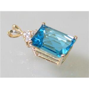 P042, Swiss Blue Topaz 14k Gold Pendant