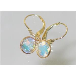 14k Gold Leverback Earrings, Mercury Mist Topaz, E111
