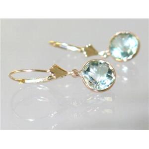 14k Gold Leverback Earrings, Green Amethyst, E111