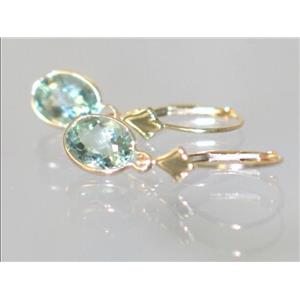 14k Gold Leverback Earrings, Green Amethyst, E001