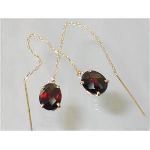 14k Gold Threader Earrings, Mozambique Garnet, E103