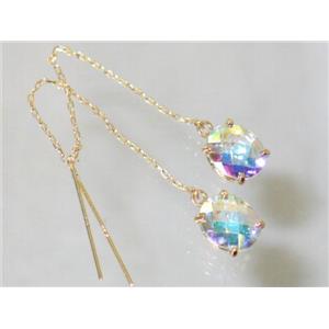 14k Gold Threader Earrings, Mercury Mist Topaz, E103