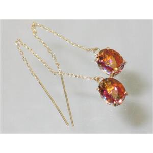 14k Gold Threader Earrings, Twilight Fire Topaz, E103