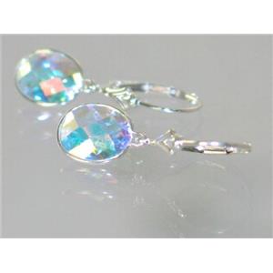 925 Sterling Silver Leverback Earrings, Mercury Mist Topaz, SE101