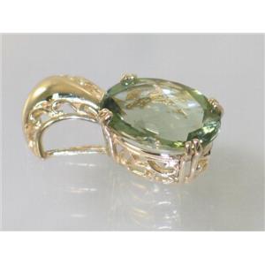 P050, Green Amethyst 14k Gold Pendant