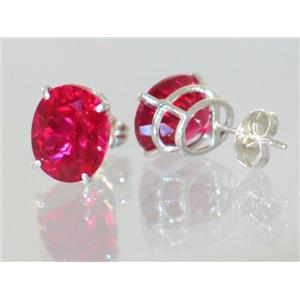 925 Sterling Silver Post Earrings, Created Ruby, SE102