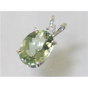 925 Sterling Silver Pendant, Green Amethyst,  SP018