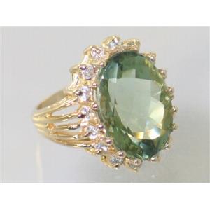 10K, 14K or 18K Gold Ladies Ring, Green Amethyst (Prasiolite), R270