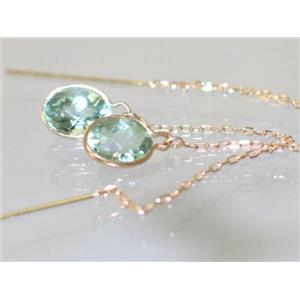 14k Gold Threader Earrings, Green Amethyst, E005