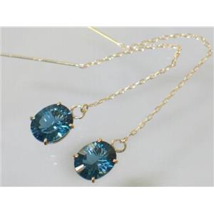 E103, Quantum London Blue Topaz 14k  Earrings, 6 cts