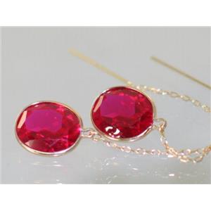 14k Gold Threader Earrings, Created Ruby, E205