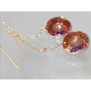 14k Gold Threader Earrings, Twilight Fire Topaz, E205