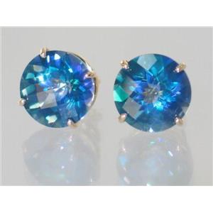 14k Gold Post Earrings, Neptunes Garden Topaz, E212