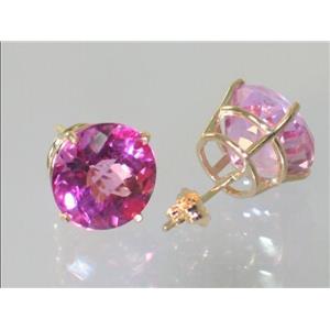 14k Gold Post Earrings, Pure Pink Topaz, E212