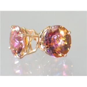 14k Gold Post Earrings, Twilight Fire Topaz, E212