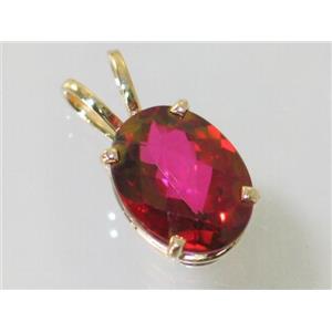 P004, Crimson Topaz 14k Gold Pendant