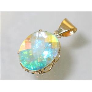 P068, Mercury Mist Topaz 14k Gold Pendant