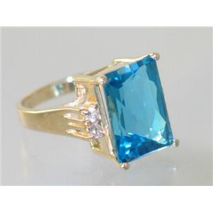 10K, 14K or 18K Gold Ladies Ring, Swiss Blue Topaz, R201