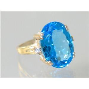 10K, 14K or 18K Gold Ladies Ring, Swiss Blue Topaz, R269