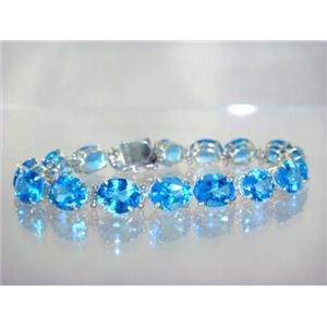 SB003, Swiss Blue Topaz, 925 Sterling Silver Bracelet